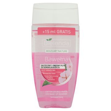 Bielenda Bouquet Nature Bawełna, Skuteczny 2-fazowy płyn do demakijażu oczu, 140 ml