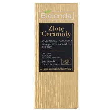 Bielenda Złote Ceramidy, Wygładzająco-nawilżający krem przeciwzmarszczkowy pod oczy, 15 ml