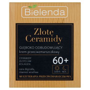   Bielenda Złote Ceramidy 60+, Głęboko odbudowujący krem przeciwzmarszczkowy na dzień noc, 50 ml