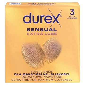 Durex Sensual Extra Lube, prezer, super cienkie,nawilż, 3szt