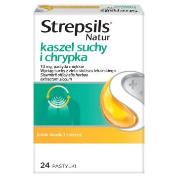 Strepsils Natur kaszel suchy i chrypka,10mg,past.miękk,24szt