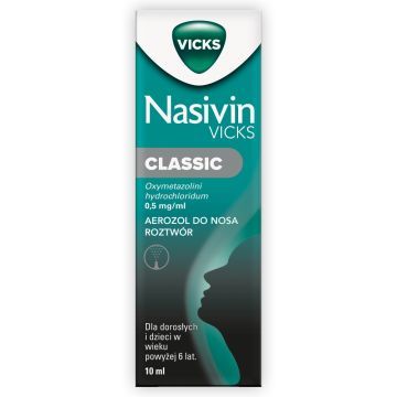 Nasivin Classic (soft 0.05%), (0,5 mg/ml), aerozol do nosa, 10 ml