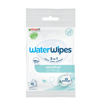 WaterWipes™ BIO OnTheGo chusteczki nawilżane, szybkie odświeżenie dla każdego, 10 sztuk
