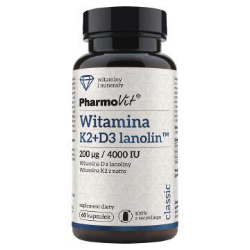 Pharmovit Classic, witamina K2 + D3 lanolin 21,6 g, kapsułki, 60 szt.