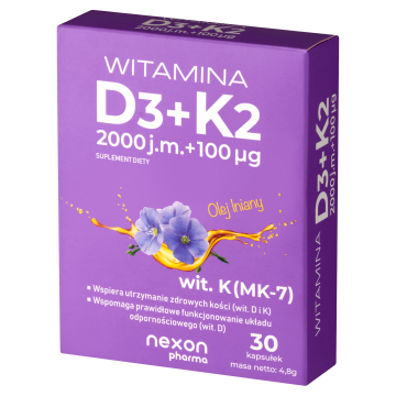 Witamina D3+K2, kaps., 30 szt