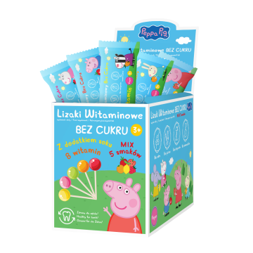 Lizaki witaminowe bez cukru, Pepa Pig, mix smakow, 50 szt.