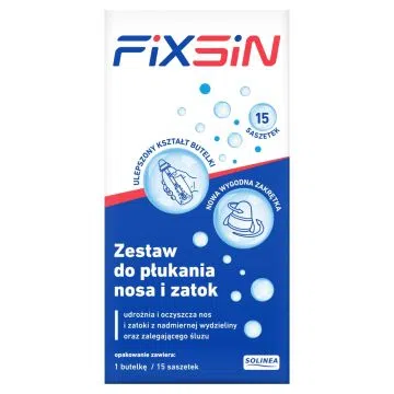 Fixsin+Ektoina, zestaw do płukania nosa i zatok, podst,1 but. (240ml)+15sasz.
