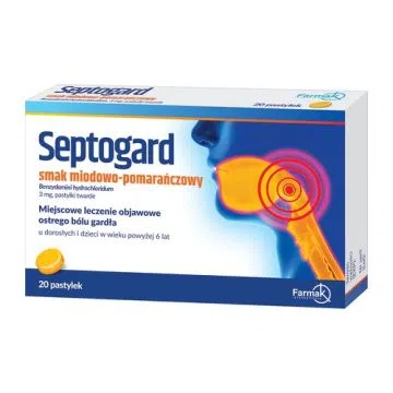 Septogard smak miodowo-pomarańczowy, 3mg,pastylki twarde, 20szt.