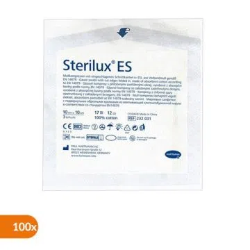 Sterilux ES, kompresy niejałowe, 17-nitkowe, 12 warstwowe, 10 cm x 10 cm, 100 szt.