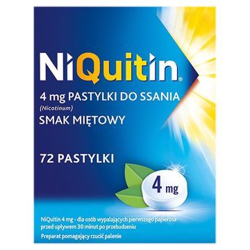Niquitin, 4 mg, pastylki do ssania, smak miętowy, 72 szt.