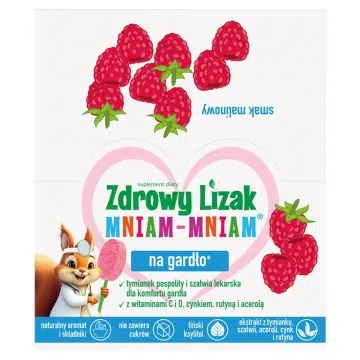 Zdrowy Lizak MniamMniam, na gardło, smak malinowy, 40 szt.