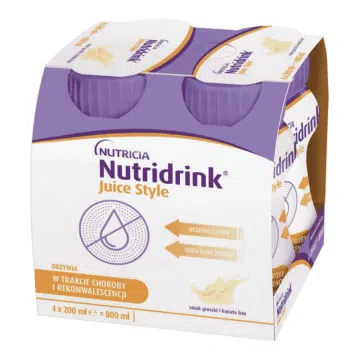 Nutridrink Juice Style, płyn,o smaku gruszki kwiat bzu, 4x200ml