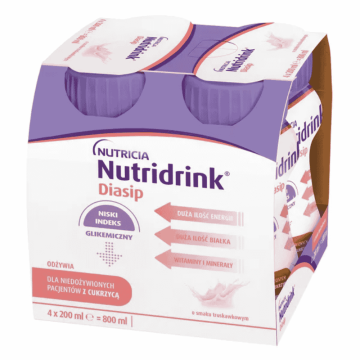 Nutridrink Diasip, płyn o smaku truskawkowym, 4 x 200 ml