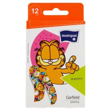 Matopat Happy, zestaw plastrów z Garfieldem, 12 szt.