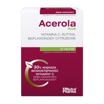 NutroPharma, Acerola Plus, tabletki do ssania, smak owocowy, 60 szt.