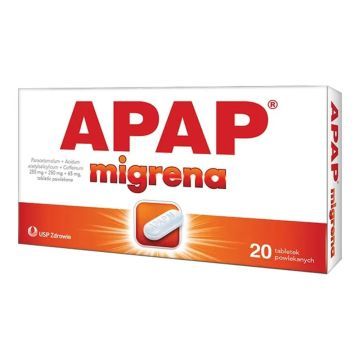 Apap migrena, 250 mg + 250 mg + 65 mg, tabl.powl., 20 szt