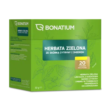 Bonatium Herbata zielona ze skórką cytryny i imbirem, 20 szt.