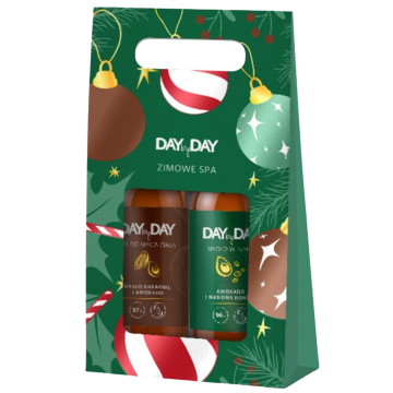 DAYbyDAY Zestaw Mydło w płynie Awokado i Nasiona konopii, Żel do mycia ciała Masło kakaowe i Awokado, 2 x 400 ml