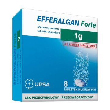 Efferalgan Forte, 1 g, tabl.musuj.,(i.rów),MDZ,Hiszp, 8 szt