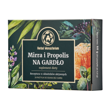 Mirra i Propolis na Gardlo bez cukru, pastyl.do ssania,24szt