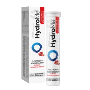  HydroMe Elektrolity Senior Cardio o smaku truskawka-granat, 24 tabletki musujące