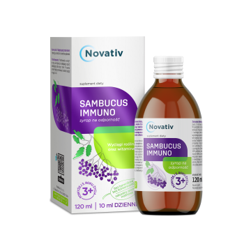 Novativ Sambucus immuno, syrop na odporność, 120 ml