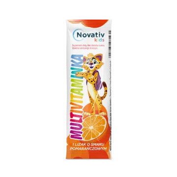 Novativ Kids Lizaki Multivitaminka, lizaki o smaku pomarańczowym, 30 sztuk