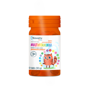Novativ Kids Multivitaminka, 30 tabletek do ssania o smaku pomarańczowym