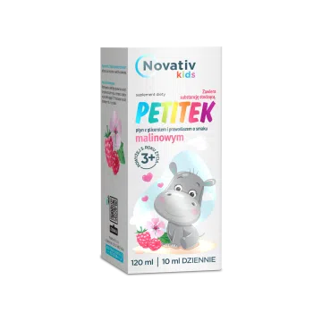 Novativ kids Petitek, płyn o smaku malinowym, 120 ml