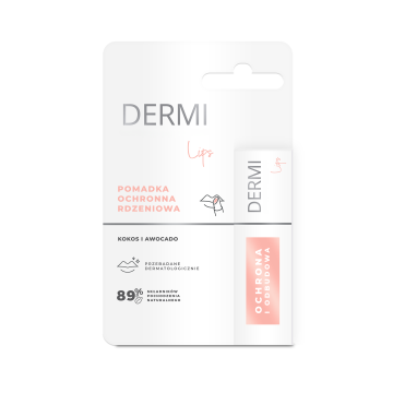 DERMI Lips pomadka ochronna rdzeniowa, kokos i awokado, 4,4g