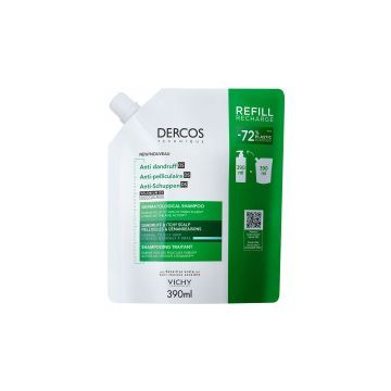 Vichy Dercos, szampon przeciwłupieżowy, włosy normalne i przetłuszczające się, refill, 390ml