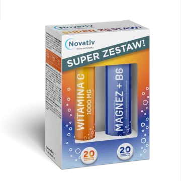  Novativ Dwupak tabletki musujące witamina C/ magnez+B6, 2 x 20 szt.