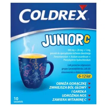 Coldrex Junior C, proszek do sporządzania roztworu doustnego, 10 saszetek