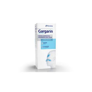 Gargarin Zatoki, zestaw podstawowy do płukania nosa i zatok, butelka 240 ml + 16 saszetek