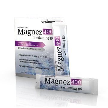 Magnez 400 z witamina B6, proszek, 4,1 g, 14 sasz.