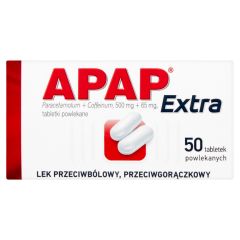 Apap Extra, 500 mg + 65 mg, tabletki powlekane, 50 szt. (butelka)