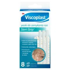 Viscoplast Steri-Strip, paski do zamykania ran, białe, 8 szt.