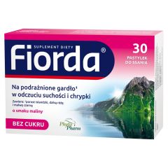 Fiorda, pastylki do ssania o smaku malinowym, 30 szt.