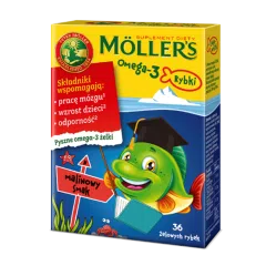 Mollers Omega-3 Rybki, żelki, smak malinowy,  36 szt.