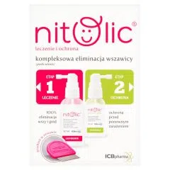 Pipi Nitolic, zestaw, leczenie i ochrona przeciw wszawicy 50 ml + 30 ml + grzebień