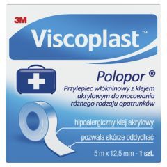 Viscoplast Polopor, przylepiec włókninowy, 5 m x 12,5 mm, 1 szt.