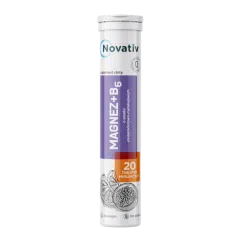 Novativ Magnez + B6, tabletki musujące, 20 sztuk