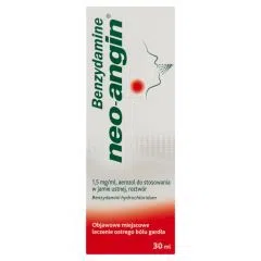 Benzydamine neo-angin, 1,5mg/ml aerozol do stosowania w jamie ustnej 30ml