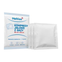 HELTISO kompresy jałowe z gazy bawełnianej 17 nitkowe 12 warstwowe 10 cm x 10 cm a” 3 szt.