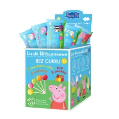 Lizaki witaminowe bez cukru, Pepa Pig, mix smaków, 50 szt.