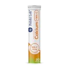 Calcium + witamina C, tabletki musujące o smaku pomarańczowym, 20 szt. (Polski Lek)