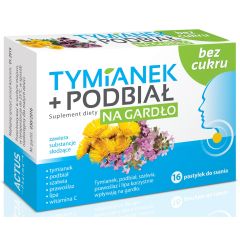 Tymianek + Podbiał, pastylki do ssania na gardło, bez cukru, 16 szt.
