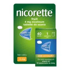 Nicorette Fruit, 4 mg, tabl.do ssania, 40 szt