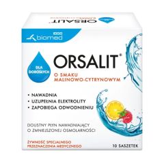 Orsalit dla dorosłych, smak malinowo-cytrynowy, proszek, saszetki, 10 szt.