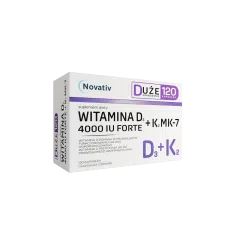 Novativ Witamina D3 4000 IU Forte+K2 MK-7, kapsułki, 120 szt.